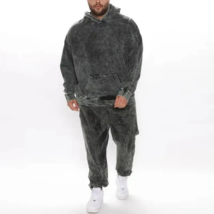 Sweat-shirt à capuche personnalisé très vendu Survêtements Survêtement à capuche et pantalon de survêtement délavés à l'acide Ensemble de 2 pièces pour hommes et femmes - Product Image 1