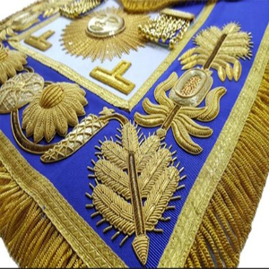 Custom Embroidered Masonic Apron With Gold Fringe Cross Symbol Blue Fabric Sew-On BadgeStyle Garment Decoration - Product Image 6