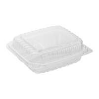 ProTakeOut [9 x 8 x 3 pouces] Contenants à emporter durables à 3 compartiments transparents à charnière 200 (200/1) PS Noir Blanc Transparent pour Boulangerie Salades