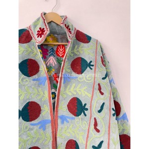 Uzbek เสื้อแจ็คเก็ต suzani สำหรับผู้หญิง, เสื้อโค้ท100% สไตล์โบฮีเมียนปักลายดอกไม้สำหรับฤดูใบไม้ผลิ - Product Image 2