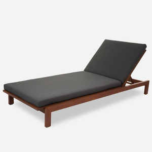 <b>SUN</b> <b>LOUNGER</b> TEAK WOOD OUTDOOR WITH DARK GREY <b>CUSHION</b> - Product Image 1