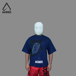 AGREE SPORTS T-shirt Homme Personnalisé Bleu Marine Coupe Boxy Épaules Dénudées Coupe Courte 100% Coton Épais Imprimé Vente en Gros - Product Image 1