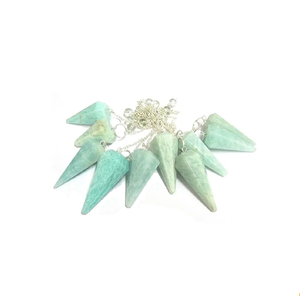 Péndulo de amazonita de alta calidad, piedra preciosa de cristal natural, cono facetado, Péndulo de radiestesia para péndulos curativos de Reiki a la venta - Product Image 2
