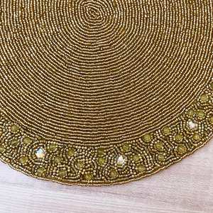 <b>Beaded</b> <b>Placemat</b> Handmade Round Charger for Luxury Dining & Holiday Decor Unique Piece Handmade <b>Beaded</b>, <b>Placemat</b>, Housewarming - Product Image 2