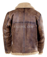 Veste en cuir Shearling B3 pour homme, style aviateur, véritable peau de mouton, effet vieilli, style motard vintage, doublure en sherpa pour l'hiver