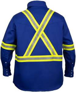 Custom Hi Vis Flame Resistant FR Reflective Anti-Static Waterproof Lightweight 100% Cotton Button Workwear Shirt Men Welding - Product Image 2