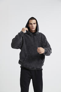 Sudadera con capucha de gran tamaño de peso pesado 350gsm 420gsm lavado ácido pesado Sudadera con capucha hombres LOGO personalizado en blanco 100 algodón totalmente Sudadera con capucha francés Terry - Product Image 4