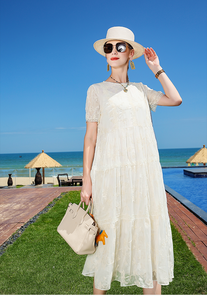 Vestido blanco vintage estético para mujer, venta al por mayor - Product Image 4