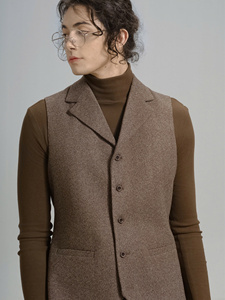 La mejor opción para ropa de invierno informal para hombres Chaleco de lana en espiga Clásico ODM Servicios Patrón recto Hecho en Vietnam - Product Image 5