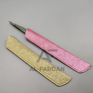 Pochette en cuir personnalisée en gros pince à cils en acier inoxydable outil pointu d'isolation droite pour la mise en forme des sourcils - Product Image 1