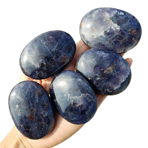 Pierre de paume en iolite bleue, pierre naturelle, pierre précieuse de guérison, galet, pierre de paume sculptée en quartz, agate, cristal - Product Image 4