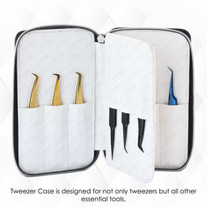 Pince à épiler professionnelle pour extensions de cils en acier inoxydable antidérapant à pointe lisse, outil pour cils courbés, volume, isolation, Kaamir - Product Image 2