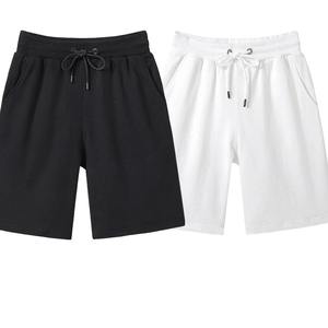 2026 Summer Fashion High Quality Cotton Men Casual Shorts <b>Drawstring</b> Waist Comfortable Black White Knee Length - Product Image 1