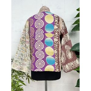 Vintage Kantha <b>Stitch</b> Dori Jacket One-of-a-Kind Handstitched Boho Chic Reversible Short <b>Coat</b> Patchwork Decoration for Spring - Product Image 3