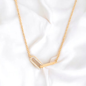 Vente en gros de luxe 0.10 carats en laboratoire diamant trombone lien collier en or massif 14K 18 pouces fournisseur B2B - Product Image 1