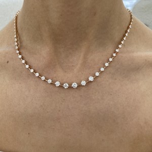 Ensemble de lunette ronde coupe Moissanite diamant collier de Tennis en argent 925 avec plaqué or pour fiançailles cadeau de fête de mariage pour partenaire - Product Image 3