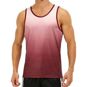 เสื้อกล้ามถักแบบลำลองสำหรับผู้ชายฤดูร้อนฟิตเนสยิมพิมพ์ลายสีย้อมแห้งเร็วตามสั่ง - Product Image 1