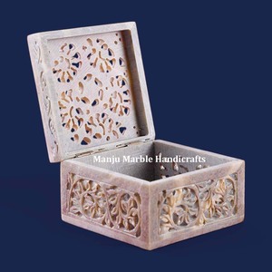 Handmade Total Jali Work Curved Natural Soapstone <b>Box</b> With High Quality Design And Best Class Product Polishded Soapstone <b>Box</b> - Product Image 3