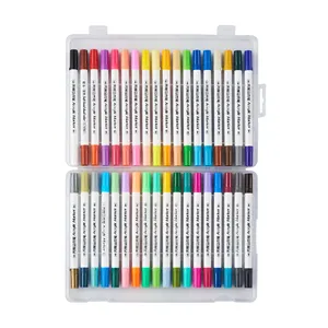 24/36/48/72 Farben Acryl-Marker-Set Pinselspitze Kunstmarker für Mehrflächen-Frotterkunst Felsmalerei Stein Glas