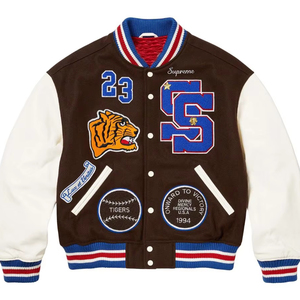 แจ็กเก็ตเลตเตอร์แมนสไตล์มหาวิทยาลัยผ้าเบาพร้อมด้วยผ้าขนสัตว์และเครื่องหนัง - Product Image 1