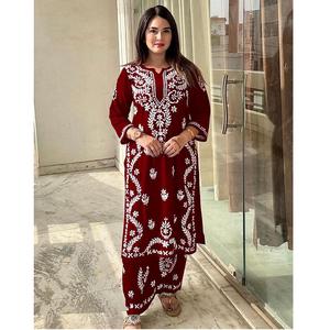 Nouveauté : Ensemble Kurti Lucknowi Chikan pour filles et femmes, design élégant et tendance, vêtements ethniques indiens, vente en gros uniquement - Product Image 1