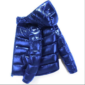 Veste matelassée d'hiver imperméable coupe-vent à bulles bleues de haute qualité personnalisée, toile, devant surélevé, rembourrage en coton pour hommes - Product Image 2