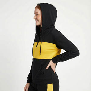 Sudaderas con Bloques de Color Personalizables para Mujer, Estilo Henley con Botones, Bolsillo Canguro, Manga Larga, Casual, Precio al por Mayor - Product Image 2