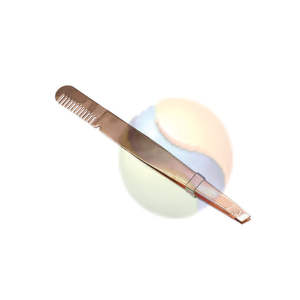 Factory Price High Quality Handmade Anti-Static Reusable Slanted Tip Tilting Stainless Steel <b>Comb</b> <b>Eyebrow</b> Tweezers Durable - Product Image 2
