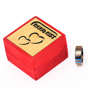 Burraq Custom Handmade Damascus Steel Classic Wedding <b>Band</b> Ring Ring Box Perfect Gift for Dad Husband Boyfriend OEM Support - Product Image 5