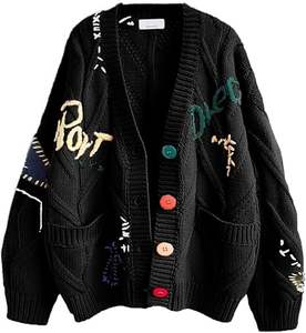 Nouveaux pulls d'hiver pour hommes en tricot plat respirant anti-froissement en polyester/coton, col rond ample, manches longues, tricot personnalisé - Product Image 6