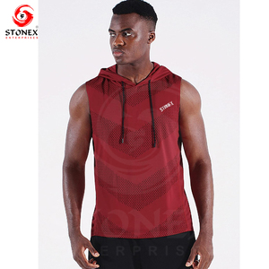 Chaleco con capucha de culturismo de algodón con logotipo personalizado de alta calidad Fitness Gym Sudadera con capucha sin mangas para hombres - Product Image 1