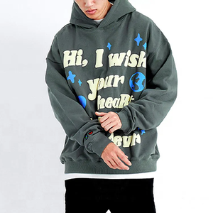 Sudadera con Capucha Extra Grande para Hombre, Diseño Gráfico Bordado, Texto Impreso, Estilo Urbano, Sudadera de Forro Polar, Logotipo Personalizado - Product Image 1