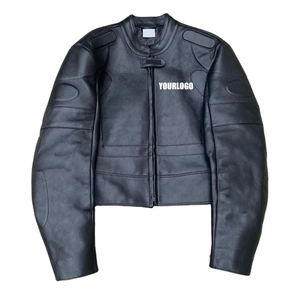 แจ็คเก็ตลำลองผู้ชายหนัง PU มีฮู้ดพร้อมโลโก้ที่กำหนดเอง, เสื้อกันหนาวกันลมปกตั้งสไตล์สตรีทไซส์ใหญ่พิเศษ - Product Image 3