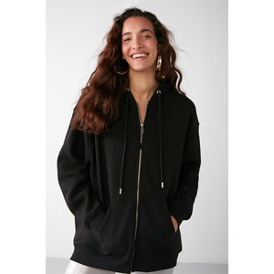 Sudadera con Capucha y Bolsillo Canguro para Mujer, Marca GRIMELANGE, Modelo Alena, Básica, Oversize, de Algodón Orgánico, con Cierre - Product Image 2