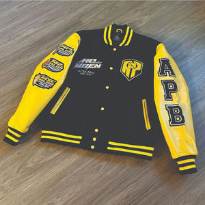 Venta al por mayor Premium piel de cordero Stealth Bomber chaquetas para hombres Varsity chaqueta Chenille bordado - Product Image 3