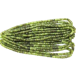 Cuentas Heishi de Gemstone Vessonite AAA: Color Oliva Sombreado, Facetadas, Forma de Neumático, Hilo de 16 Pulgadas - Product Image 4