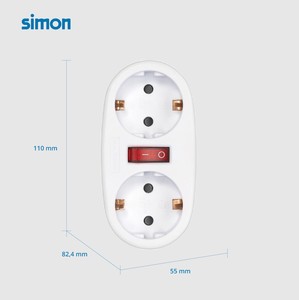Adattatore a doppia presa frontale con interruttore bianco (Simon CL910401) - Product Image 6