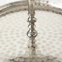 Support à dessert et gâteau rond en acier inoxydable à 3 niveaux poli miroir Support à gâteau de grande taille au design moderne et classique
