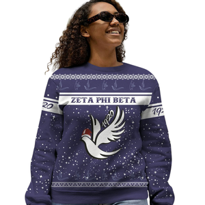 Sudadera con cuello redondo bordada en azul de la hermandad Zeta Phi Beta 1920, ropa griega para mujer - Product Image 5