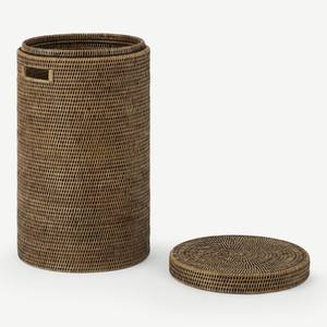 Rattan garbage <b>bin</b> cheapest cost bathroom waste basket <b>with</b> <b>lid</b> eco-friendly container <b>bins</b> - Product Image 6