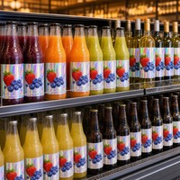 Étiquettes de bouteilles holographiques personnalisées, autocollants adhésifs imperméables en rouleaux pour l'emballage de boissons, jus, café, thé