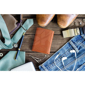 Porte-cartes en cuir avec logo personnalisé, vente chaude, prix de gros, portefeuille en cuir à trois volets, couleur unie - Product Image 3