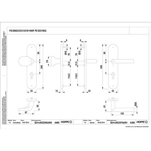 Ensemble de protection incendie Amsterdam FS-E86G/3331/3310/1400F en acier inoxydable F69 D/K pour porte de 42-47 mm d'épaisseur, cheminées DIN arrondies PZ - Product Image 3