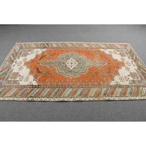 Tapis vintage 4,7x8,1 pieds, tapis turc, tapis patchwork orange - Product Image 3