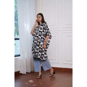 Chemise kaftan en ébène et nacre, élégante, pour femmes, idéale comme couverture de maillot de bain - Product Image 3