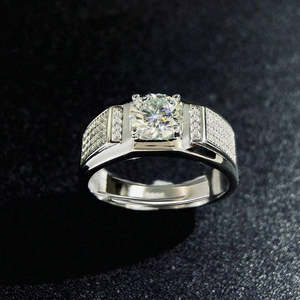 Anillo de Plata Premium para Hombre, con Diamantes Clásicos, Turquesa Natural, Patrón Geométrico, Bañado en Rodio, para Compromiso - Product Image 2