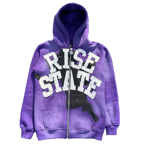 2025 Unique soleil fané Streetwear lavé Vintage lavage à l'acide en détresse fermeture éclair 100% coton tricoté hommes sweats à capuche et sweat-shirts - Product Image 3