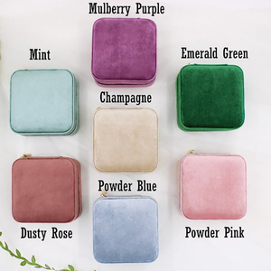 Custom Logo <b>Mini</b> Velvet Jewelry <b>Box</b> Luxury Simple Design for Small Ring Earrings Packaging Organizer - Product Image 6