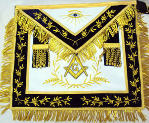 Delantal Masónico Auténtico de Piel de Cordero Blanca |   Diseño Tradicional de la Masonería Azul |   Bordado a Mano de Alta Gama |   Logotipo Personalizado para Hoteles - Product Image 4