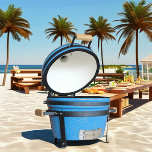 Barbecue au charbon de <span class=keywords><strong>bois</strong></span> AUPLEX de 16 pouces, <span class=keywords><strong>petit</strong></span> modèle Kamado, moderne, haut de gamme, portable, pliable, en céramique, fumoir, barbecue <span class=keywords><strong>d</strong></span>'extérieur, bord de mer/cuisine - Product Image 1